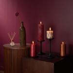 Rustieke stompkaarsen, rood, 4 stuks, 13 x 7 cm, lengte brandduur 60 uur, ongeparfumeerde, natuurlijke plantenwas, zonder palmolie