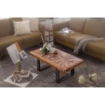 FineBuy Moderne salontafel Mango massief hout 105 x 55 x 40 cm tafel in industrieel design | salontafel met hout en metaal | salontafel rustiek