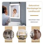 Rechthoekige spiegel met houten lijst, 76,5 x 56 cm, rustieke wandspiegel, onbreekbare hangspiegel met metalen houder, voor hal, woonkamer, slaapkamer (wit)