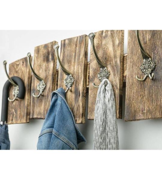 Garderobehaken - vintage kledinghaken | RUSTICA | 1 stuk wandhaak antiek messing hoogte: 150 mm | garderobehaken van metaal rustiek bruin | haken voor het schroeven wandhaken vinta