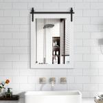 Rechthoekige spiegel met houten lijst, 76,5 x 56 cm, rustieke wandspiegel, onbreekbare hangspiegel met metalen houder, voor hal, woonkamer, slaapkamer (wit)