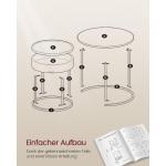 Salontafel rond, set van 2, bijzettafel, bijzettafel, modern, verborgen opbergruimte, dienblad, voor woonkamer, slaapkamer, balkon, natuurbeige-inktzwart LCT044K67
