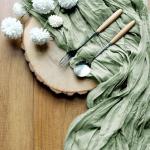Tafelloper, 10 stuks saliegroene kaasdoek, tafelloper, boho-gaas, kaasdoek, tafelloper, rustieke doorzichtige loper, tafelkleed voor boho, bruiloft, decoratie, verjaardagsfeest, 90