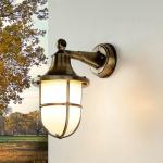 Buitenwandlamp echt messing glas in antiek messing IP64 voordeur tuin D: 22 cm E27 lantaarn rustieke maritieme wandlamp buiten