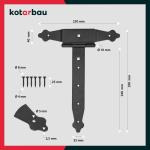 Kruishangen, 250 mm, vouwband, scharnier, band, plaat, bouwbeslag, poortbeslag, houtverbinding, werphanghangen, T-scharnier, T-band, poedercoating