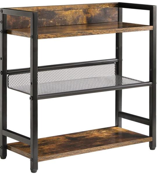 3-Tier Kruidenrek - Industriële Teller Plank, Desktop Opslag Organizer, Staand Kruidenrek voor Aanrecht Keuken, Kantoor, Woonkamer, Rustiek Bruin TLJ021H