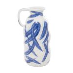 Hedendaagse keramische onregelmatige vaas, 7" x 6" x 13", blauw
