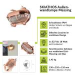 Wandlamp buiten van messing ribbelglas IP64 E27 B: 21 cm in koper maritiem roestvrije buitenlamp wandlamp huis binnenplaats tuin