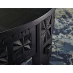 FineBuy Design salontafel mango massief houten banktafel, rond, zwart, woonkamertafel, salontafel, tafel, woonkamer, oosters, koffietafel, loungetafel