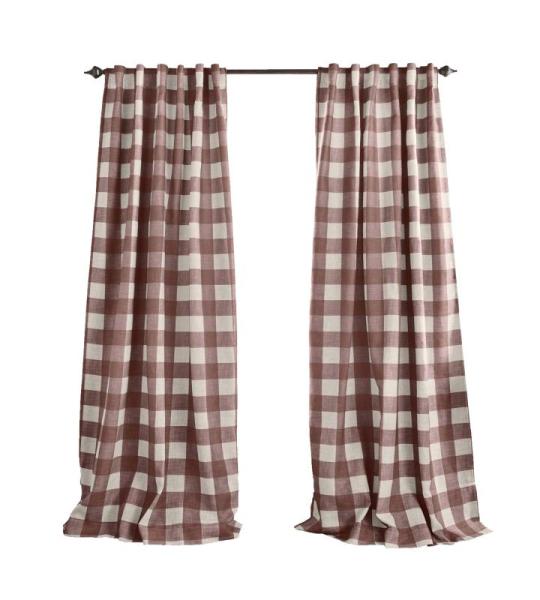 Home Fashions Farmhouse Living Grainger Buffalo-Check Verdunkelungsvorhang für Wohnzimmer und Schlafzimmer, Vorhang mit Stangentaschen, 132,1 x 241,3 cm, Rot, 1 Vorhang