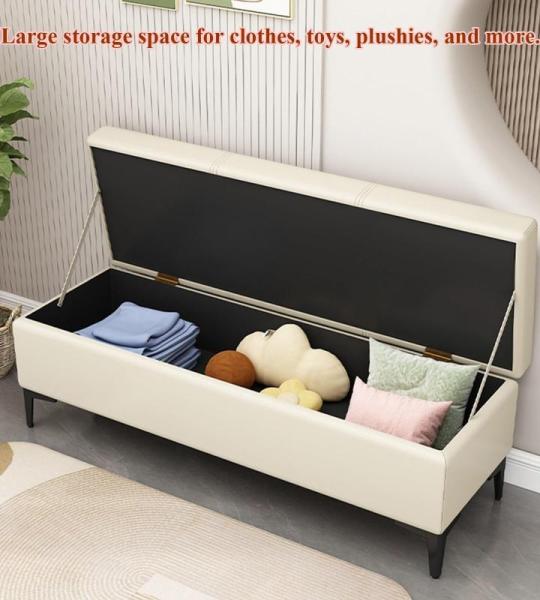Faux Lederen Gestoffeerde Opslag Ottomaanse Bank met Toy Box Organizer en Rechthoekige Salontafel 300 Lbs Ondersteuning