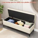 Faux Lederen Opslag Ottomaanse Bank voor Slaapkamer met Toy Box Organizer en 300lbs Ondersteuning Extra Lange Gestoffeerde Salontafel Bank