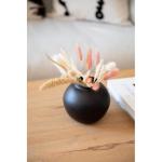 Soyah vaas van ijzer in zwart en wit, diameter 14,5 x 13,5 cm mat oppervlak als decoratieve tafeldecoratie bloemenvaas in woonkamer, kantoor en eetkamer (zwart)