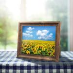 Rustieke fotolijst A4 (21 x 29,7 cm), set van 2 wand- en tafelfotolijst, bruin