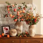 Bloemen ​​Keramische Vaas Set van 3 China Stijl Vaas Bloemenvat Decor Beton Pot Rustieke Decoratieve Bloemenvaas voor Home Decor, Tafel Woonkamer Decor, Plank Decor (S)