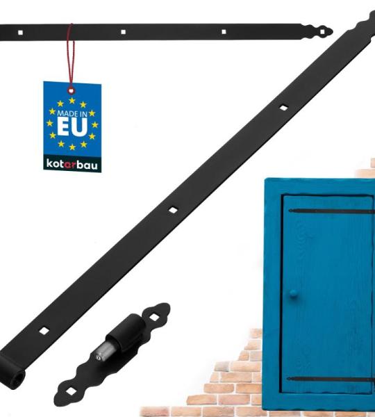 Loadband met blokken, 800 mm, gepoedercoat staal, deurband met kogellagers, scharnier, zwart, links en rechts, laadbanden, deurband, houten deur, tuindeurband