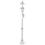 Buitenstaande lamp Navedo, 1-lichts buitenlamp, staande lamp van gegoten aluminium en glas, kleur: zwart, zilver-patina, fitting: E27, H: 200 cm, IP44