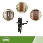 - Set von Türklinken Mod. 100PB | 280 x 44 mm | Klinke aus Zamak mit Stahlplatte | Schwarzes Finish | Inklusive Europrofil-Schlüsselrosette | 8 mm Vierkant | Handgeschmiedeter ru