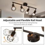 Plafondspots, 4 vlammen, plafondlamp, zwart, design, metalen kooi, E14, max. 40 W, 350 graden, plafondlamp, spots, draaibaar, voor keuken, woonkamer, slaapkamer, hal (zonder lamp)