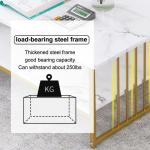 Witte salontafel met opbergruimte, rechthoekige banktafels open plank voor woonkamer, marmeren afwerking in het midden en metalen frame eetkamer thuiskantoor decor zwart, 100 cm (3