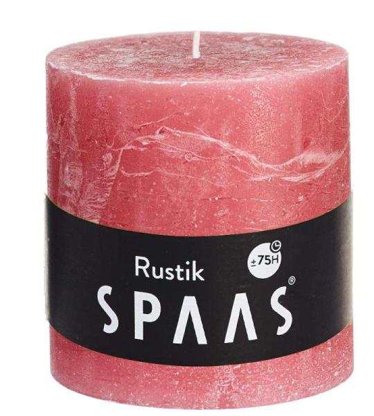 Rustic Unscented Pillar Candle Hours-Rose Blush Rustikale Stumpenkerze 100/100 mm, ± 75 Stunden, ohne Duft-zartrose, Paraffinwachs, Zartrosa, D x H 100 mm, 689