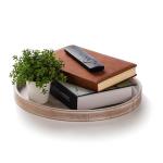 Decoratief dienblad voor salontafel: White wash houten ronde dienblad, rustiek houten dienblad, 31 cm,, landelijke centerpiece kaarshouder voor woondecoratie, poef, aanrecht displa