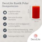 : 4 x rustieke polar-stompkaarsen 120/78 mm. Brandduur ca. 60 uur! incl. professionele kaarsenaansteker - Duitse merkfabrikant - RAL gecertificeerd (mandarijn)