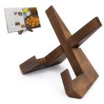 Houten Kookboekhouder voor Displaystandaard, Kookboekstandaard voor Aanrecht, Boerderij Recepten Boeken Standaard Hout voor Lezen Zonder Handen, Rustieke Boekenhouder Keuken
