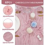 Tafelloper kaasdoek, 6 stuks, roze tafelloper, 55 x 300 cm, rustieke gaasstof, boho-decoratie, tafelloper, kaasdoek, tafeldecoratie voor bruiloft, feest, bruidsdouche, tafeldecorat