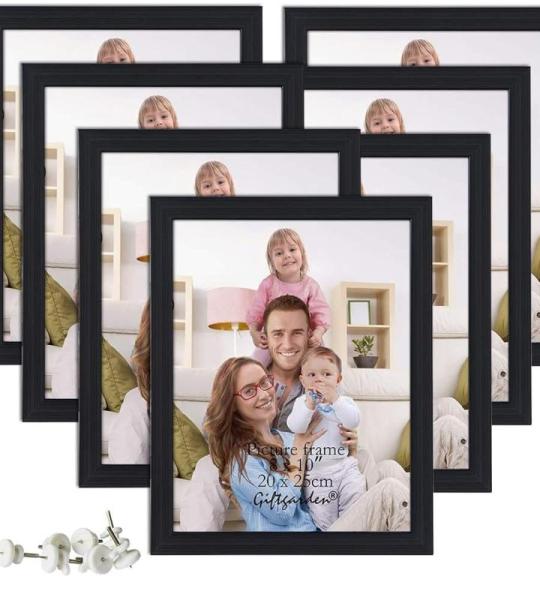 7 stuks fotolijstenset 20 x 25 cm voor 25 x 20 foto's en foto's, zwarte fotolijst, collage, wand- of tafelstandaard, cadeau voor vriend