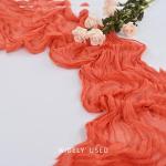 Tafelloper, 6 stuks, oranje, 55 x 300 cm, rustieke gaas, boho-tafelloper, kaasdoek, Cheesecloth, bruiloft, tafelkleed voor bruiloftsfeest, bruidsfeest, tafeldecoratie