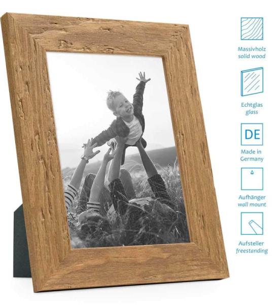 Fotolijst 15x20 cm strandhuis rustiek blauw massief hout met glasplaat incl. accessoires/fotolijst