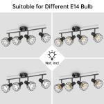 E14 Plafondspot 2 Lampen, e14 led vintage Spot light 350 ° Draaibare plafondspot, Metalen LED plafondlamp zwart voor Binnen Hal Woonkamer Winkel Slaapkamer keuken
