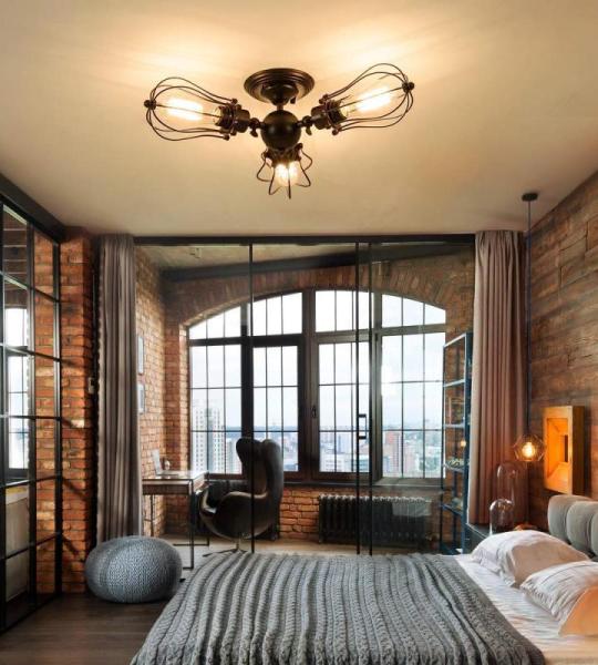 Vintage plafondlamp, industriële stijl, verstelbaar stopcontact, metaaldraadkooi, halfsluitende montage, rustieke plafond, lichtmetalen lamp, lampen (zonder gloeilamp) (met 5 lamp