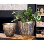 Metalen plantenbak, bloempot, decoratief woonkamercadeau voor vrouwen, verjaardag, Moederdag, kleur: metallic bruin, hoogte 22 cm