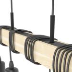 Pendelleuchte Townshend Holz Vintage, Hängelampe Esszimmer, Hängeleuchte 4-flammig, rustikale Retro Lampe im Industrial Design mit E27 Fassung, schwarz, braun, FSC zertifiziert