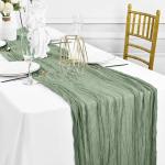 2Pack salbeigrün Käsetuch Tischläufer, rustikaler Gaze-Tischläufer 90*300CM Käsetuch Gaze Tischläufer, Käsetuch Boho Tischläufer für Hochzeit, Geburtstag, Party-Dekoration