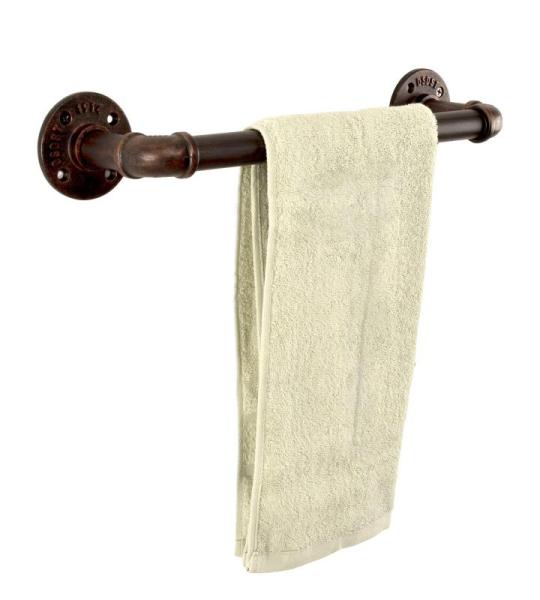 Buishanddoek aan de muur gemonteerd, industriële handdoekhouder, rustiek, heavy duty, badkamerhardware (30 cm, rood brons)