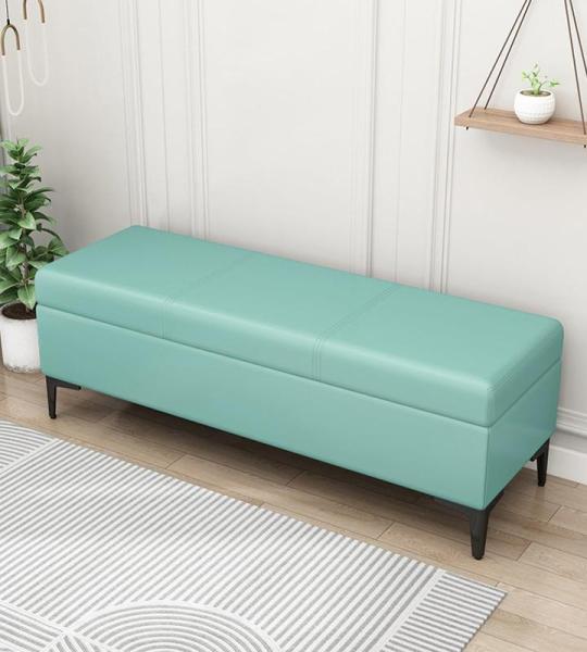 Extra Lange Faux Lederen Opslag Ottomaanse Bank met Speelgoed Doos Organizer Gestoffeerde Slaapkamer Bank Rechthoekige Salontafel 300Lbs Ondersteuning