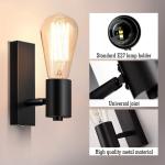 Wandlamp voor binnen, zwart, retro, E27, draaibaar, vintage wandspot, wandspot, rustieke industriële lamp, industriële wandverlichting voor woonkamer, slaapkamer, eetkamer, kinde