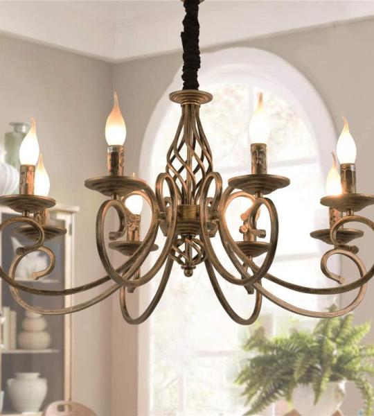 Rustieke Kroonluchter Frans Landelijk Vintage Kroonluchter Metaal Antiek Brons Hanglamp voor Eiland Keuken Boerderij Eetkamer Woonkamer 8 Licht Brons