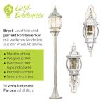 Brest Buitenwandlamp, glas, aluminium, in wit goud, IP44, voor tuin en balkon, hoogte: 54 cm, E27, landhuisdesign, rustieke wandlantaarn voor buiten