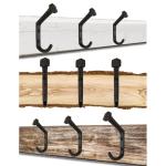 3x zware rustieke massieve ijzeren , garderobe, 11 x 2,1 cm, zwart, set van 3
