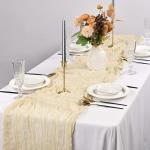 12Pack Käsetuch Tischläufer Beige, rustikale Gaze Tischläufer 90*300CM Käsetuch Tischläufer, Käsetuch Boho Tischläufer für Hochzeit, Party(Beige)