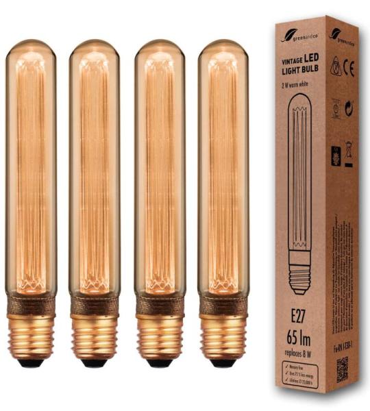 4x  Vintage Design LED lamp in retro stijl voor sfeerverlichting E27 T30 Edison lamp, 2W 65lm 1800K extra warm wit 320° 230V flikkervrij, niet dimbaar
