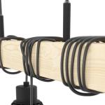 hanglamp Townshend 5, 4-lichts vintage pendellamp in industrieel ontwerp, retro plafondlamp hangend van staal en hout, kleur zwart, bruin, FSC gecertificeerd, E27