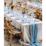 Tafelloper met kaasdoek, 6 stuks, stofblauw, 55 x 300 cm, rustieke gaasstof, boho-decoratie, tafelloper, kaasdoek, tafeldecoratie voor bruiloft, feest, bruidsdouche, tafeldecoratie