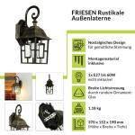 VRIESEN Wandlamp voor aan de muur, aluminium, glas, in antiek goud, IP23, voor tuin, terras, hoogte: 37 cm, E27, Tiffany, rustieke buitenlamp voor huisdeur