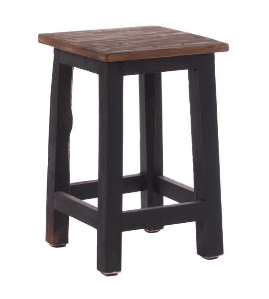 RUSTIEK HOUTEN STOEL MADERO | 48x30x30 cm (HxBxD), gerecycled hout | houten kruk | Kleur: 04 zwart-naturel