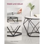 Salontafel rond, set van 2, woonkamertafel, bijzettafel, modern, afneembaar tafelblad, voor woonkamer, marmerwit-inktzwart LCT041W59